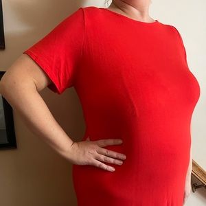 Maxi length tomato red dress from JustFab
